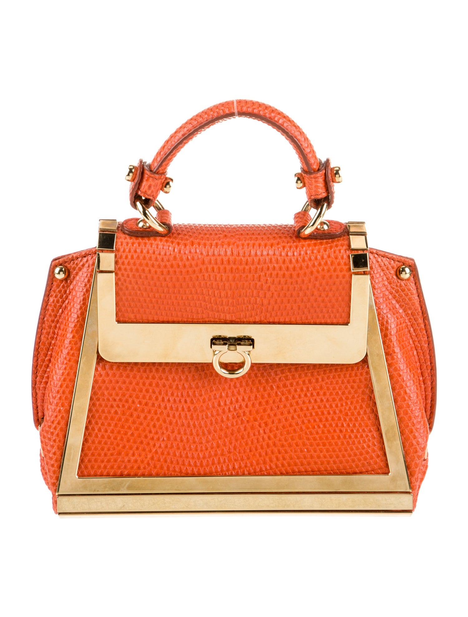 Salvatore Ferragamo Embossed Leather Top Handle Bag